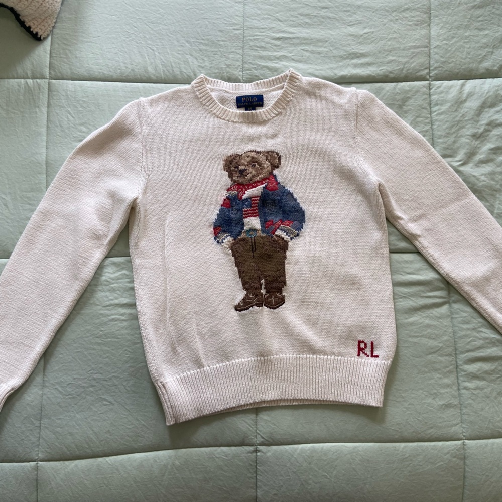 Ralph Lauren Cream Sweater with Bear Design